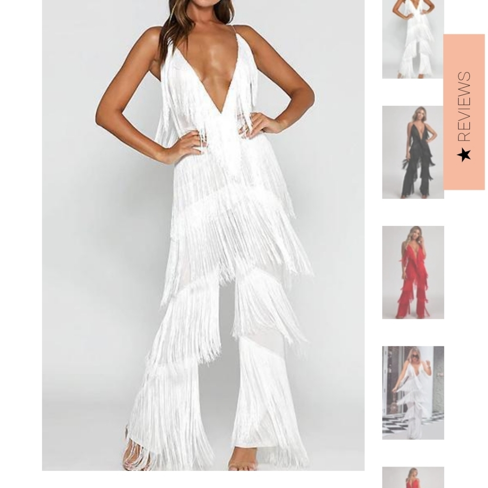 Lana Tassel Jumpsuit, One Piece, White, Small
